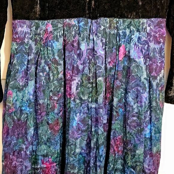 Vintage Velvet Metallic Dress Lanz Originals‎ Small Midi 80s Glam Paisley - Picture 6 of 7